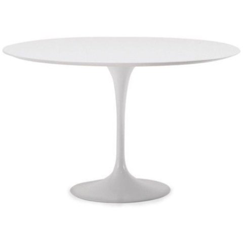 Mesa de Jantar Tulipa Saarinen Redonda 160 Cm Tampo Laqueado Cores Branco