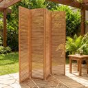 Ver imagem 1 de Biombo 4 Folhas de Madeira Maciça Ripado Sanfonado 200cm para Jardim e Varanda Natural Liver