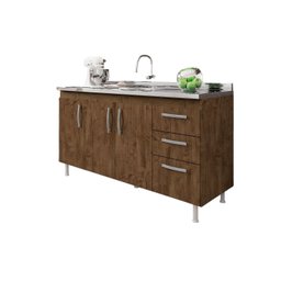 Balcão Gabinete de Pia Nathan 160cm Chocolate S/ Tampo - 1