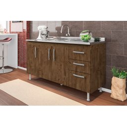 Balcão Gabinete de Pia Nathan 160cm Chocolate S/ Tampo - 2