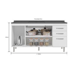 Balcão Gabinete de Pia Nathan 160cm Chocolate S/ Tampo - 3