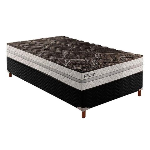 Cama Box Solteiro: Colchão Espuma Paropas D33 Pasquale Plus + Base CRC Suede Black(88x188)