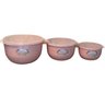 Kit 03 Potes Redondo Rosa Caçarola com Tampa Vasilhas - 3