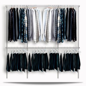 Arara cabideiro aramado trilho parede closet loja suspenso Br 2,20 m