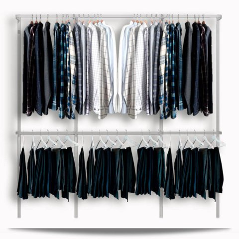 Arara cabideiro aramado trilho parede closet loja suspenso Br 2,20 m