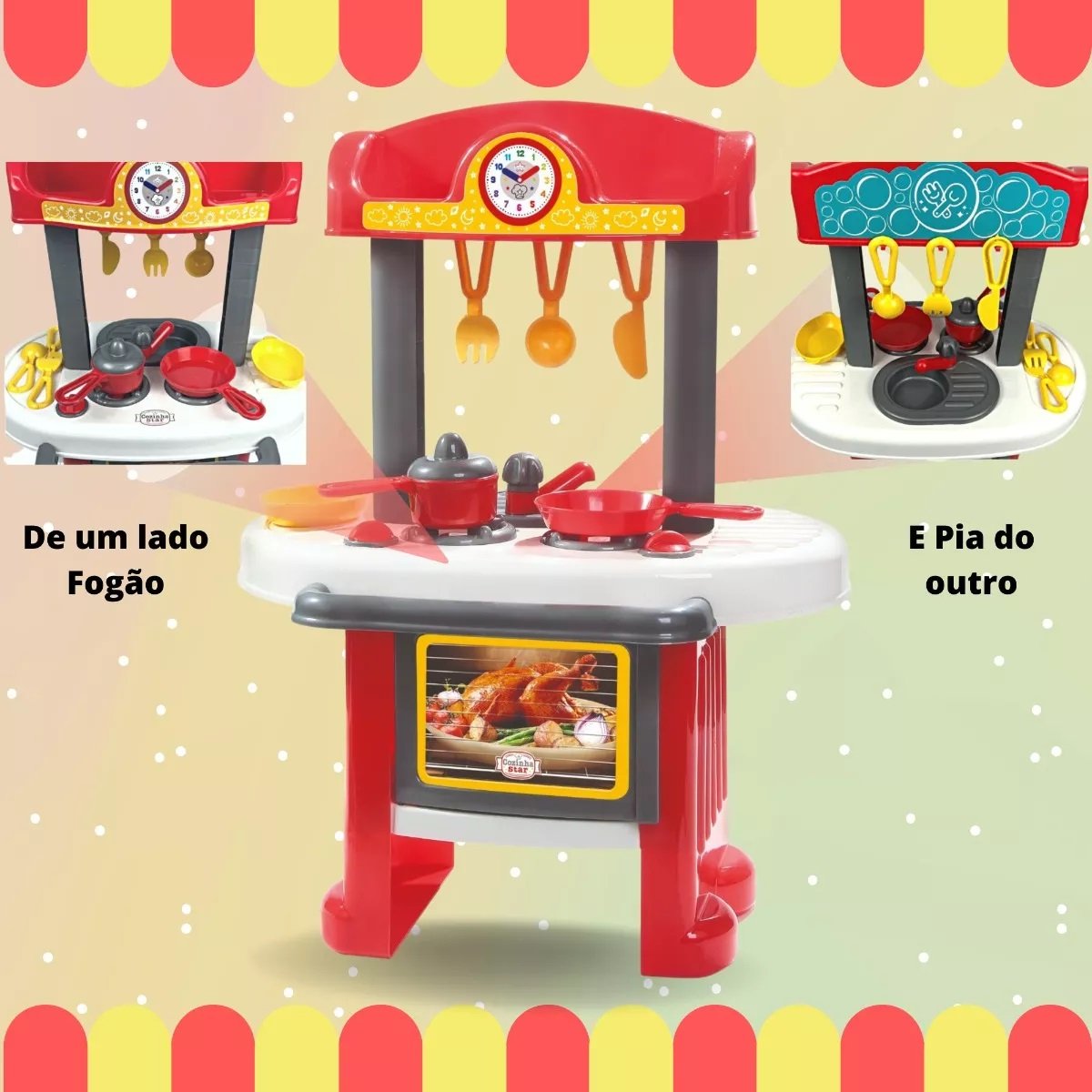 Brinquedo Cozinha Star Infantil Completa 2 em 1 Big Star +3 Anos - 5