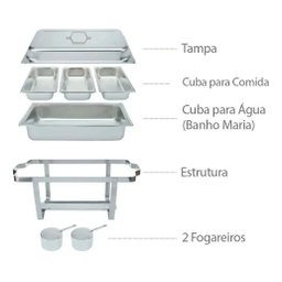 Rechaud Retangular 9 L com 3 Cubas 1/3 Banho Maria Gourmet - Brinovar - 3