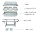 Ver imagem 3 de Rechaud Retangular 9 L com 3 Cubas 1/3 Banho Maria Gourmet - Brinovar