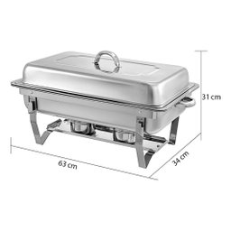 Rechaud Retangular 9 L com 3 Cubas 1/3 Banho Maria Gourmet - Brinovar - 5