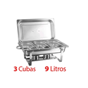 Ver imagem 4 de Rechaud Retangular 9 L com 3 Cubas 1/3 Banho Maria Gourmet - Brinovar