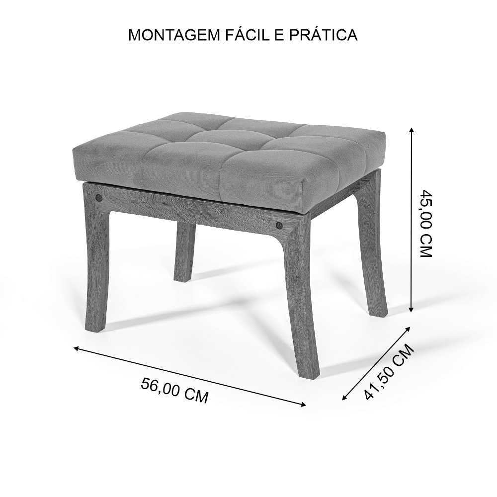 Puff de Madeira com Estofado Retangular Vezena Verde - Straub Web - 4
