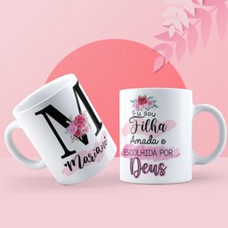Canecas de Porcelana Personalizadas Alfabeto Evangelico Letra M - 2