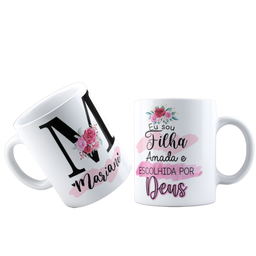 Canecas de Porcelana Personalizadas Alfabeto Evangelico Letra M - 1
