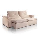 Ver imagem 2 de Sofá Retrátil Reclinável Molas Pillow15 Adam Veludo Bege Medio 2,3m