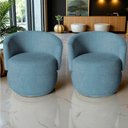 Ver imagem 7 de Kit 2 Poltronas Decorativa Beatriz Orgânica Linho Azul