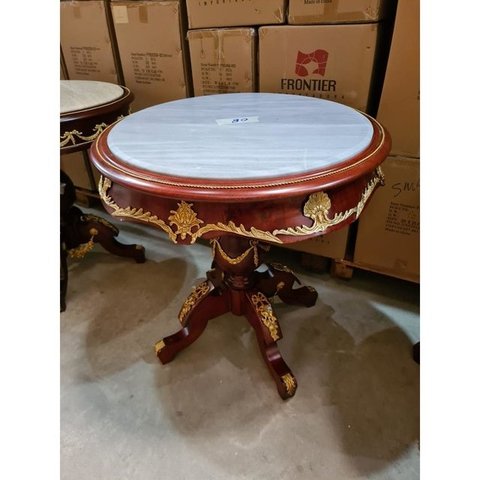 Mesa Auxiliar 85cm Madeira Maciça Bronze Flor de Liz Fomrosa