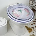 Ver imagem 2 de Assento Sanitário Tampa de Vaso Convencional Oval Transparente Decorado - Beija-flor com Flores
