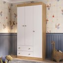 Ver imagem 1 de Guarda-roupa Infantil 92cm 3 Portas e 2 Gavetas Encanto Multimóveis Mp4447 Madeirado/branco