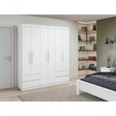 Ver imagem 6 de Guarda Roupa Casal Zeus 6 Portas de Bater 4 Gavetas MDP Branco Móveis Lopas