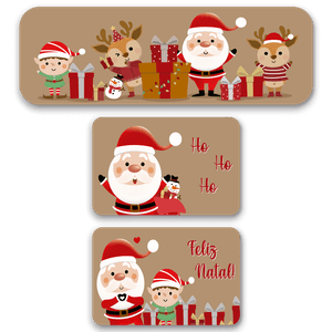 Kit de 3 Tapetes para Cozinha Natalinos Noel e Duende Capa de Almofada