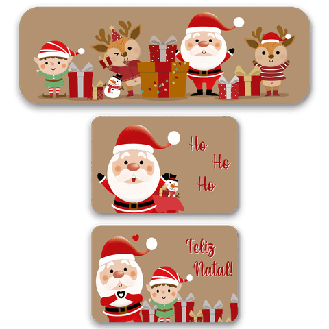 Kit de 3 Tapetes para Cozinha Natalinos Noel e Duende Capa de Almofada