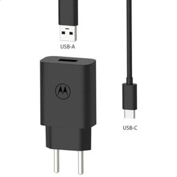 CARREGADOR DE TOMADA TURBOPOWER 20W MOTOROLA PRETO C/CABO USB-C - 3