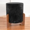 Puff Thor Kit 2un Redondo Banquinho Pé de Madeira Moderno - Veludo - Preto - 4