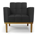 Ver imagem 6 de Poltrona Decorativa Karen Pés Fixo em Madeira Castanho Pu Preto G19 - Gran Belo