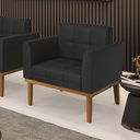 Ver imagem 2 de Poltrona Decorativa Karen Pés Fixo em Madeira Castanho Pu Preto G19 - Gran Belo