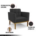 Ver imagem 3 de Poltrona Decorativa Karen Pés Fixo em Madeira Castanho Pu Preto G19 - Gran Belo