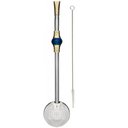 Ver imagem 1 de Bomba de Chimarrão Inox 23cm Bojo Rosca Mil Furos Pedra Azul Escovinha Bortonaggio