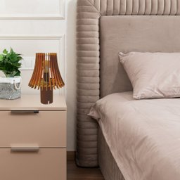 Abajur de Mesa em MDF - Cor: Marrom - 2