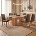 Ver imagem 2 de Mesa de Jantar Eloise 180cm Tampo Mdf Vidro Canto Copo com 6 Cadeiras Lira