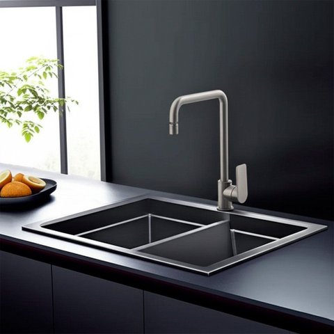 Misturador Monocomando para Cozinha Square Inox Escovado Baumê