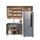 Ver imagem 7 de Cozinha Compacta Modulada 4 Peças com Nicho Decorativo Isabelle Cinza/Freijó/Grafite