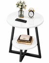 Ver imagem 3 de Mesa de Canto Redonda Decorativa Sala Luxo Dois Níveis Pés Estrela