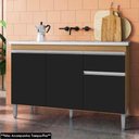 Ver imagem 2 de Balcão de Cozinha para Pia Tatiane 100cm 3 Portas 1 Gaveta sem Tampo Amêndoa/preto