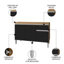 Ver imagem 4 de Balcão de Cozinha para Pia Tatiane 100cm 3 Portas 1 Gaveta sem Tampo Amêndoa/preto