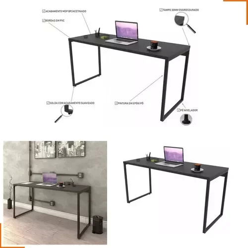 Mesa Cabe em Qualquer Lugar Preta 90 Cm Apartamento - 2