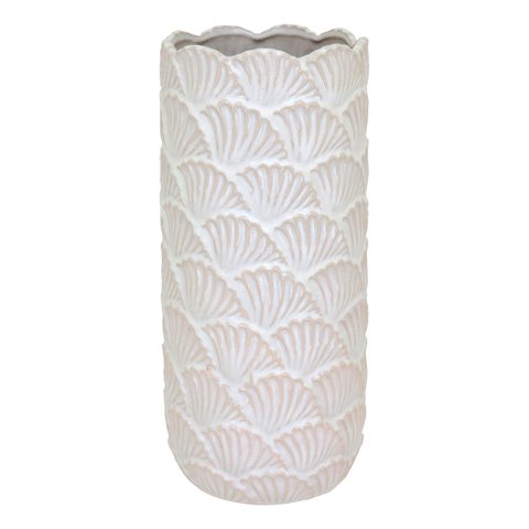Vaso Decorativo Enfeite Casa Cerâmica 33x15x15cm Bege