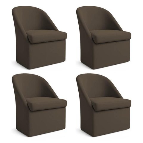 Kit 4 Poltronas Decorativas Malli Linho - Pallazio Cor:Marrom