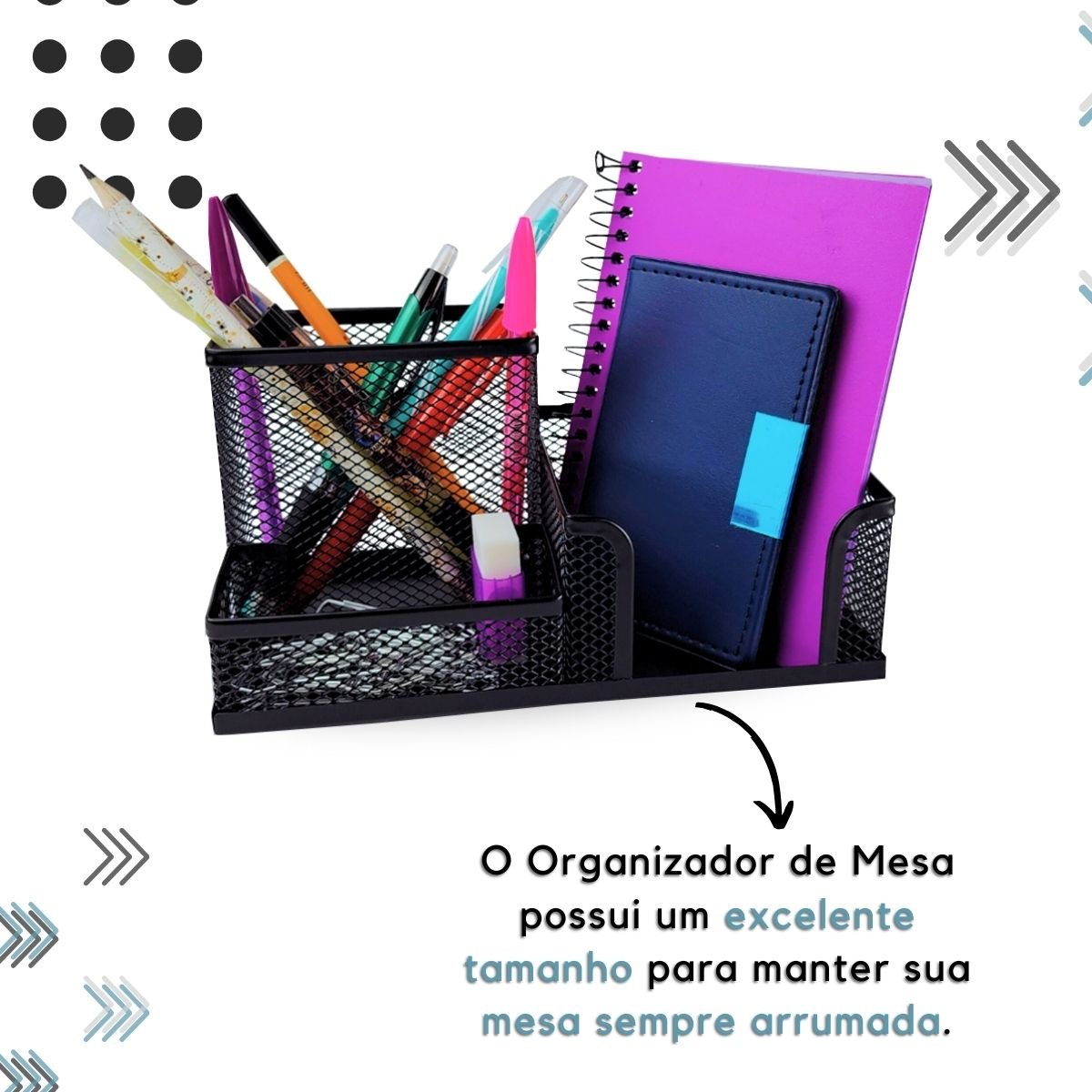 Kit Organizador Preto com 3 Partes para Escritório - 2