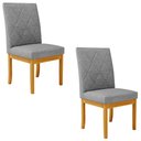 Ver imagem 1 de Kit 2 Cadeiras de Sala de Jantar Estofadas Gomes Madeira Maciça Linho Cinza G78 - Gran Belo Cadeira