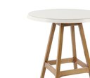 Ver imagem 2 de Mesa Paixões Tampo Vidro Branco Base Madeira Amêndoa 80cm - 69517