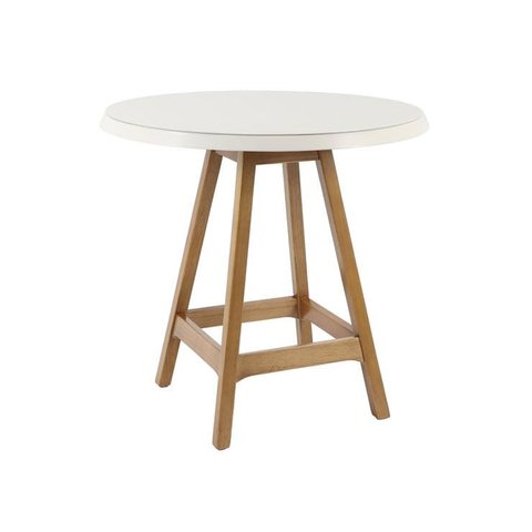 Mesa Paixões Tampo Vidro Branco Base Madeira Amêndoa 80cm - 69517