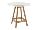 Ver imagem 1 de Mesa Paixões Tampo Vidro Branco Base Madeira Amêndoa 80cm - 69517