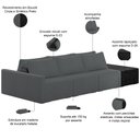 Ver imagem 4 de Sofá Ilha Modular para Sala 312cm com Puff Dublin K01 Bouclê Cinza e Sintético Preto - Lyam Decor