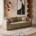 Ver imagem 2 de Sofá Cama Retrátil para Sala de Estar 3 Lugares 190cm Chicago Linho Bege - Nexta Casa