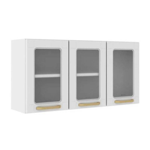 Módulo Cozinha Bertolini Colors Armário 6010 C/ 3 Portas C/ Vidro 105cm Branco-bertolini
