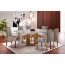 Ver imagem 1 de Conjunto Sala de Jantar 6 Lugares Italia Mesa e Cadeiras Madeira Maciça e Tecido Veludo